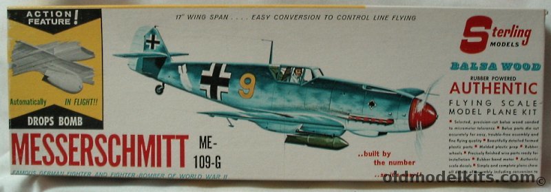 Sterling Messerschmitt Bf-109G Drops Bomb In Flight - 17 inch Wingspan Free Flight / Control Line, A18-149 plastic model kit